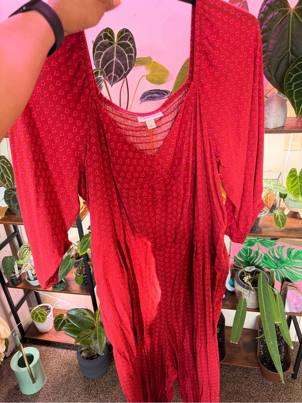 Red Floral Print Maxi Dress